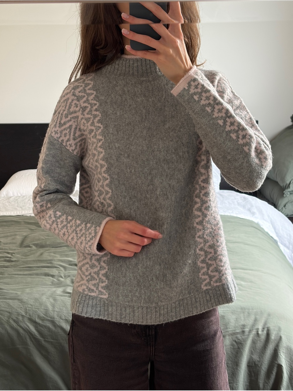 Christian Siriano Gray & Light Pink Knit Sweater